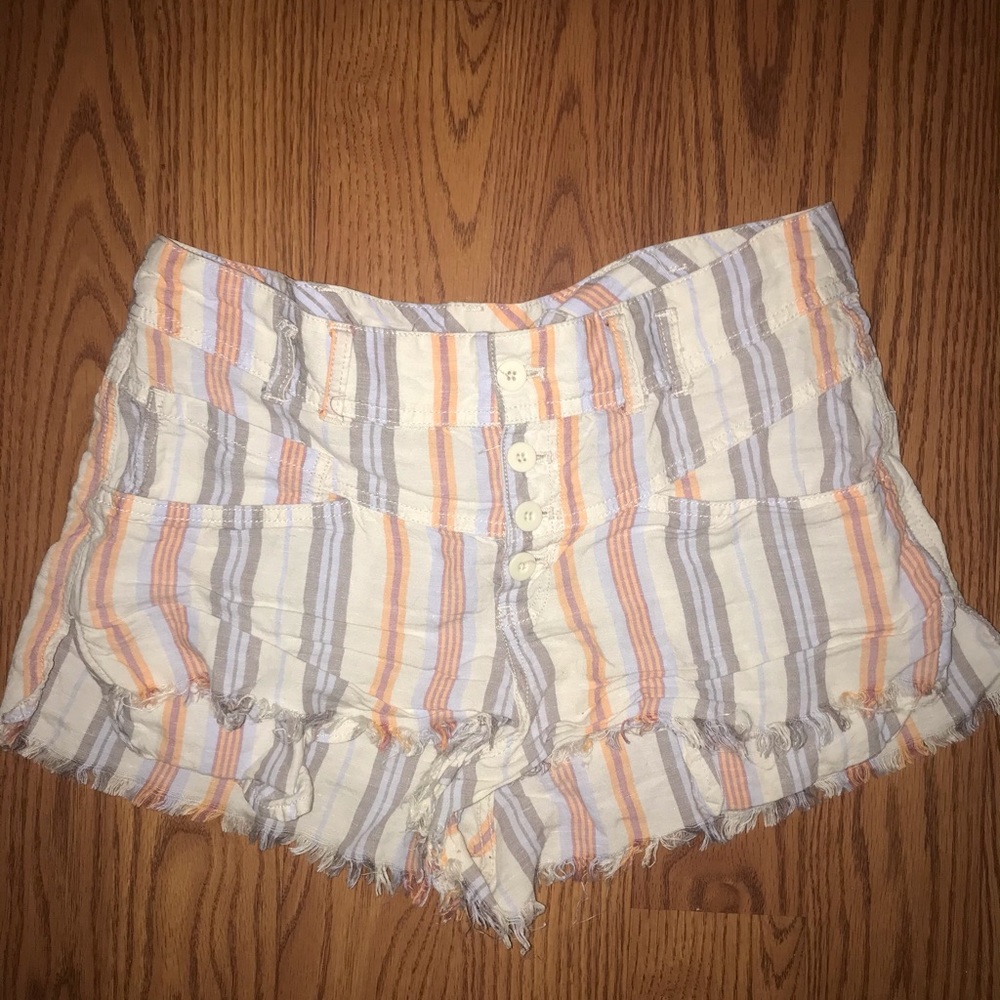 Free People Morning Rain Striped Shorts